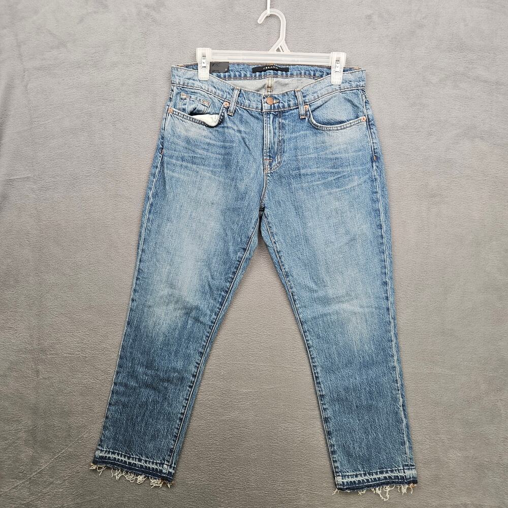 J Brand Cropped Raw Hem Straight Leg Jeans Light Wash Size 27‎